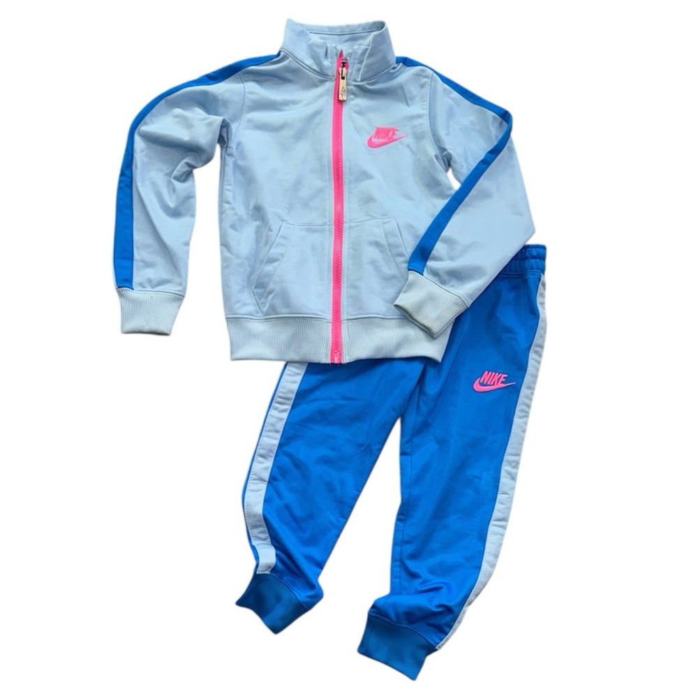Nike 2-Piece Jacket and Pants Track Set Blue and Pink